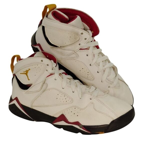 Nike Air jordan 7 Retro Boys Pre-owned Cardinal Red & White Sneakers- sz. 6 1/2Y - Picture 1 of 7